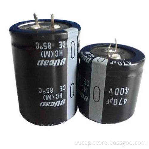 HC Series 400V DC 470uF Snap-in Aluminum Electrolytic Capacitor at 85-degree with 3,000H Long Life